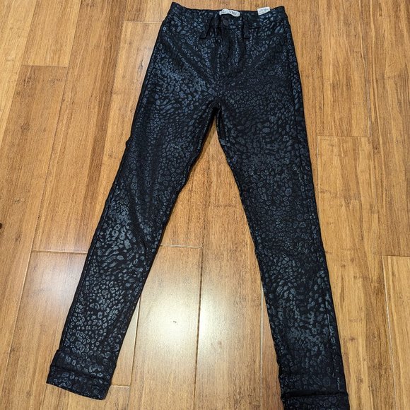 YMI Hide Your Muffin Top Skinny High Rise Black Cheetah Pants Stretchy - Picture 2 of 13